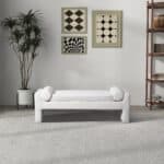 Modern White Boucle Bench with Japandi Mid-Century Design 7 Modern White Boucle Bench with Japandi Mid-Century Design