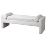 Modern White Boucle Bench with Japandi Mid-Century Design 6 Modern White Boucle Bench with Japandi Mid-Century Design