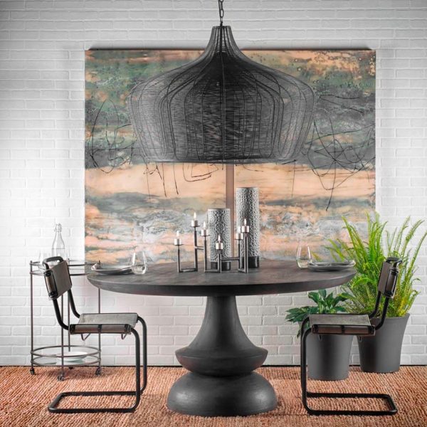 Camila 40x31 Black Metal Mesh Style Four Bulb Chandelier 1