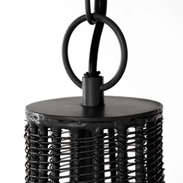 Camila 40x31 Black Metal Mesh Style Four Bulb Chandelier 5