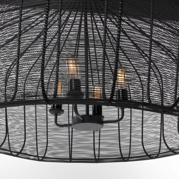 Camila 40x31 Black Metal Mesh Style Four Bulb Chandelier 9