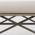 Camille 55.5L x 16.0W x 17.0H Cream Fabric Seat W/ Metal Frame Bench