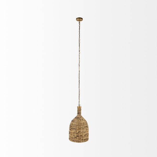 Campanile 16.0L x 16.0W x 27.0H Brown Whicker Pendant Light 2