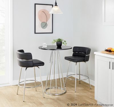 Canary Chrome and Black Contemporary Counter Table