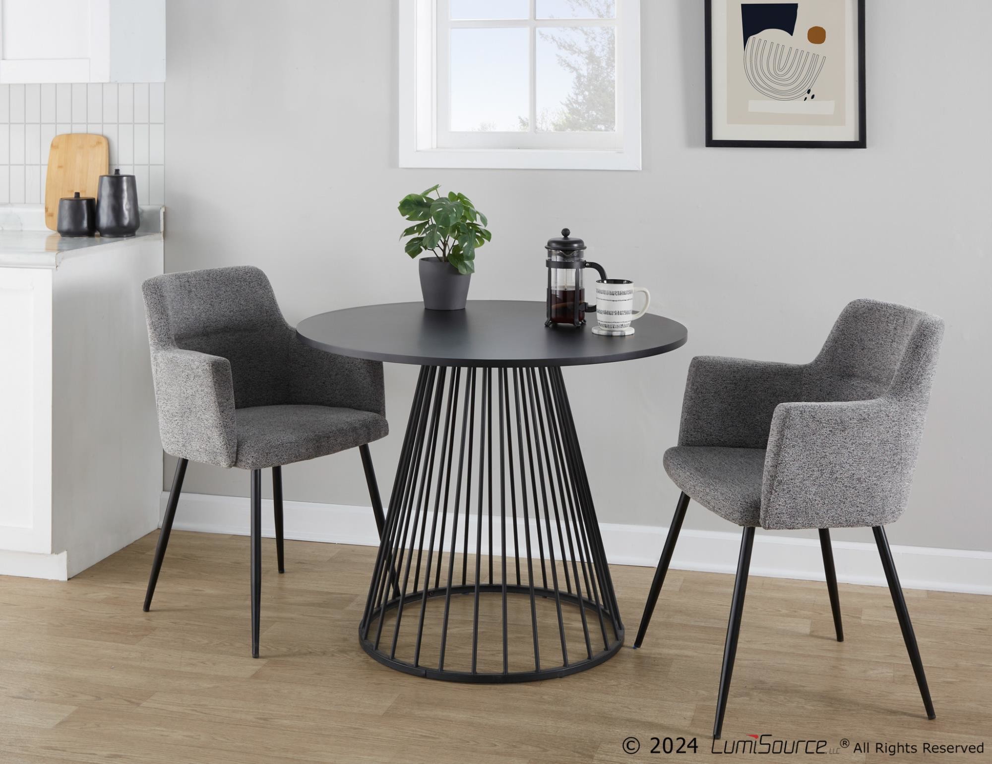 Canary Contemporary Black Metal and MDF Dining Table 2 Canary Contemporary Black Metal and MDF Dining Table - Image 2