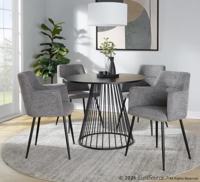 Canary Contemporary Black Metal and MDF Dining Table