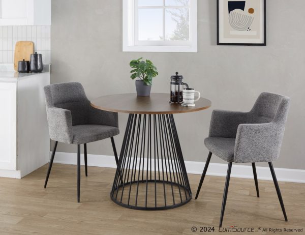 Canary Contemporary Black Metal and Walnut Wood Dining Table 1