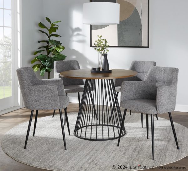 Canary Contemporary Black Metal and Walnut Wood Dining Table