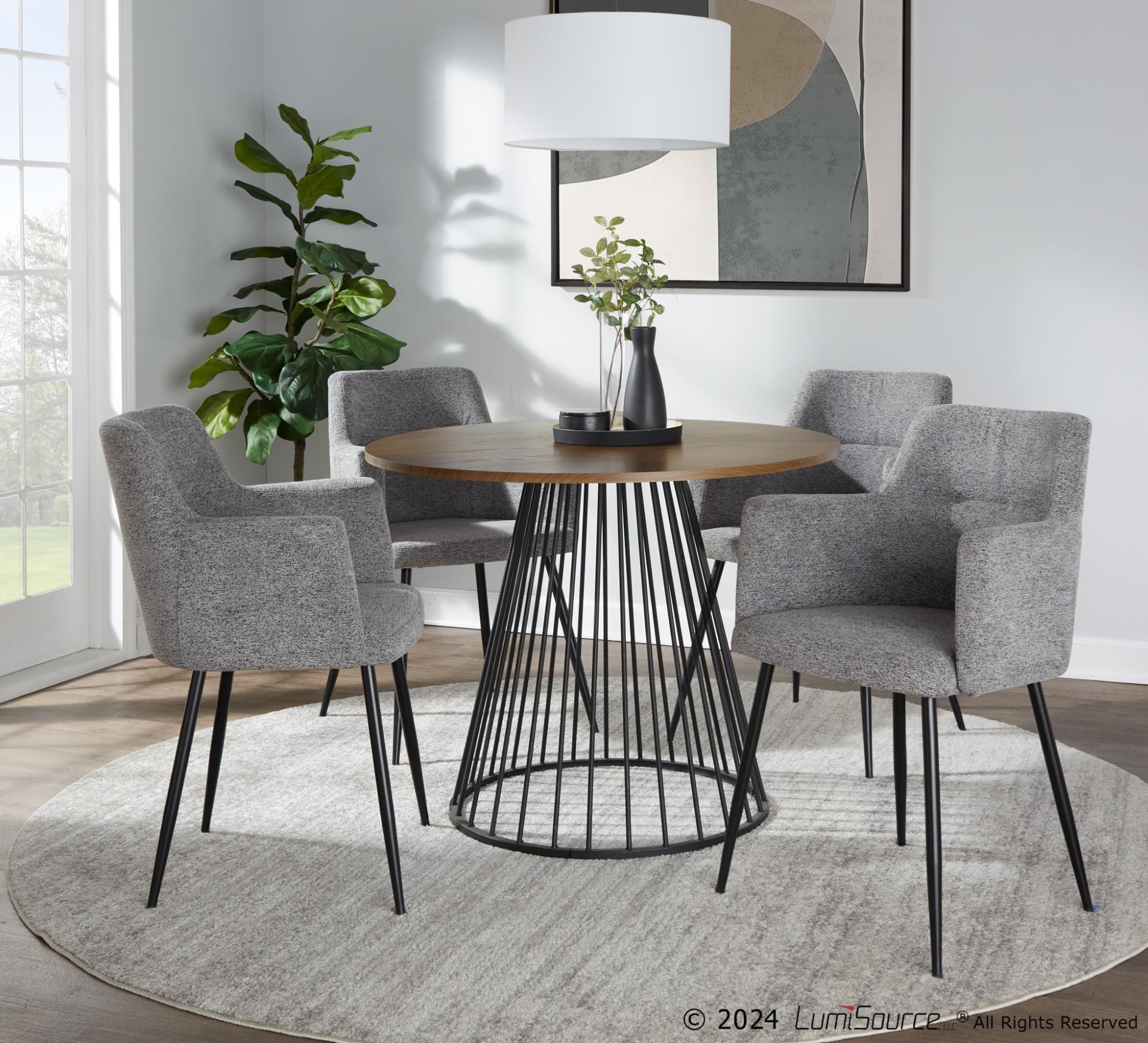 Canary Contemporary Black Metal and Walnut Wood Dining Table 1 Canary Contemporary Black Metal and Walnut Wood Dining Table