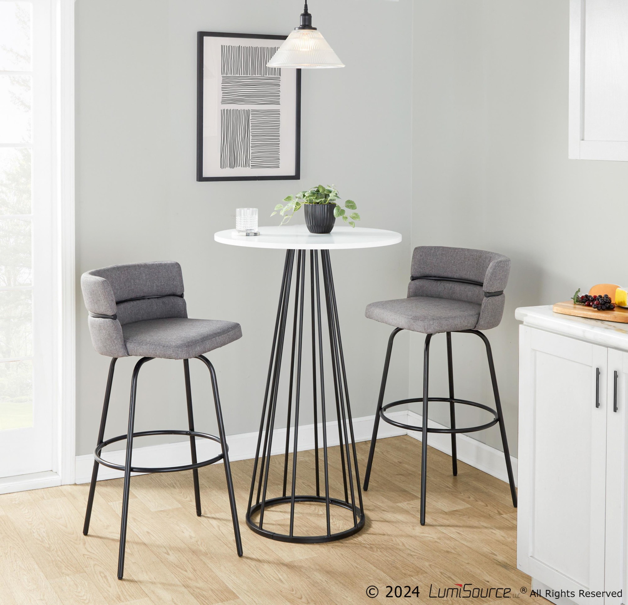 Canary Contemporary Black Metal and White Wood Bar Table 2 Canary Contemporary Black Metal and White Wood Bar Table - Image 2