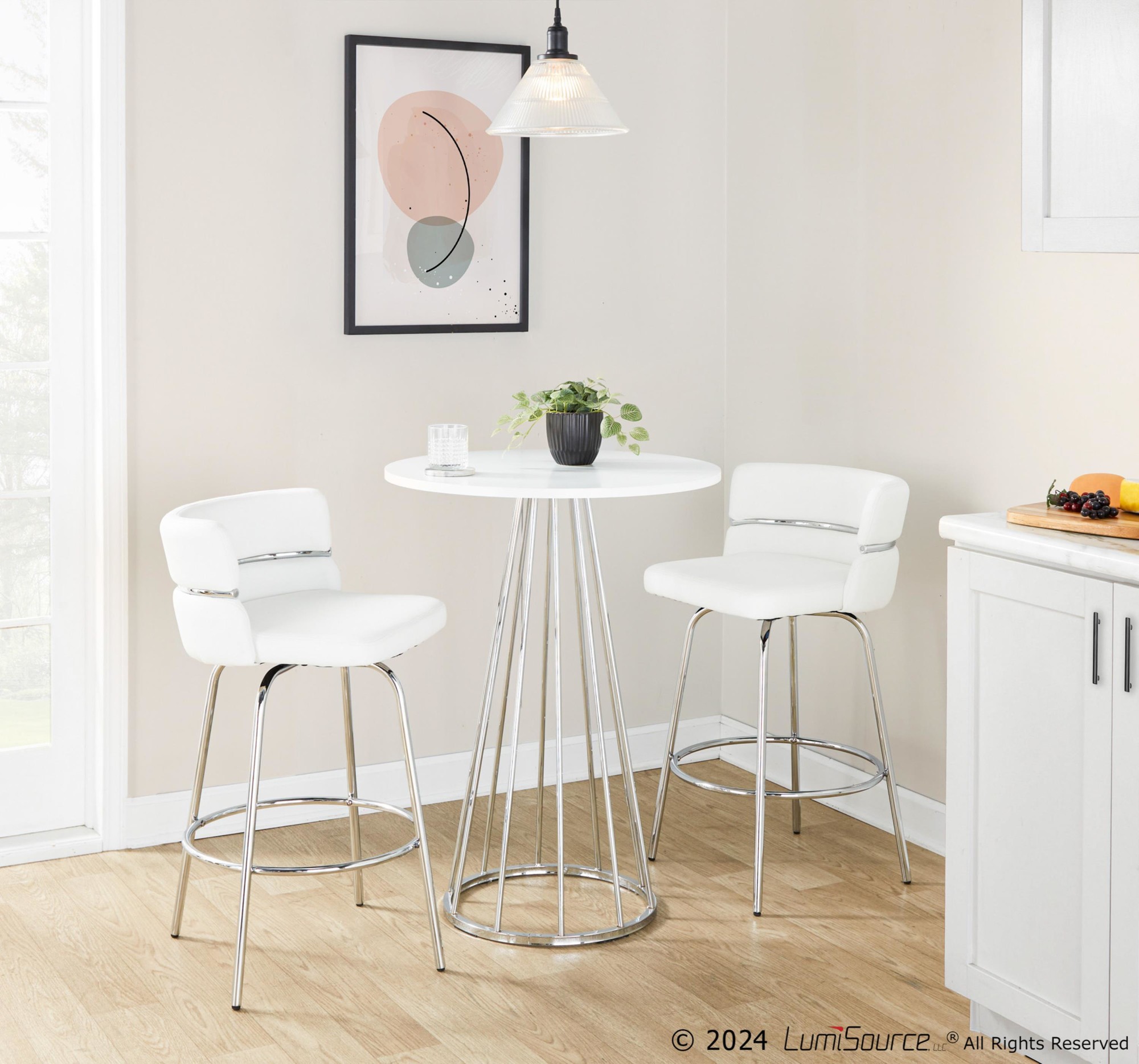 Canary Contemporary Chrome and White Counter Table 2 Canary Contemporary Chrome and White Counter Table - Image 2