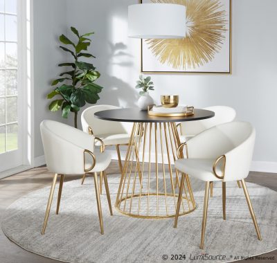 Canary Contemporary Gold and Black Dining Table