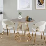 Canary Contemporary Gold and Walnut Round Dining Table 8 Canary Contemporary Gold and Walnut Round Dining Table