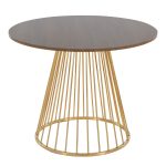 Canary Contemporary Gold and Walnut Round Dining Table 9 Canary Contemporary Gold and Walnut Round Dining Table