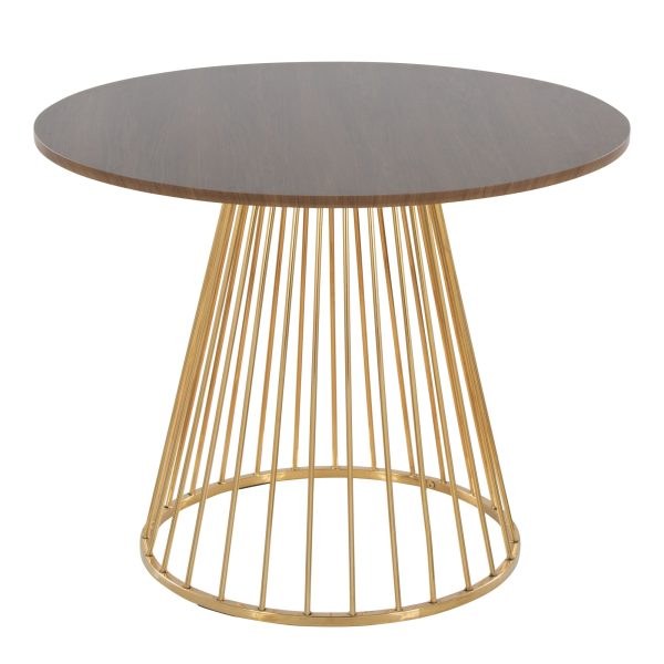 Canary Contemporary Gold and Walnut Round Dining Table 2