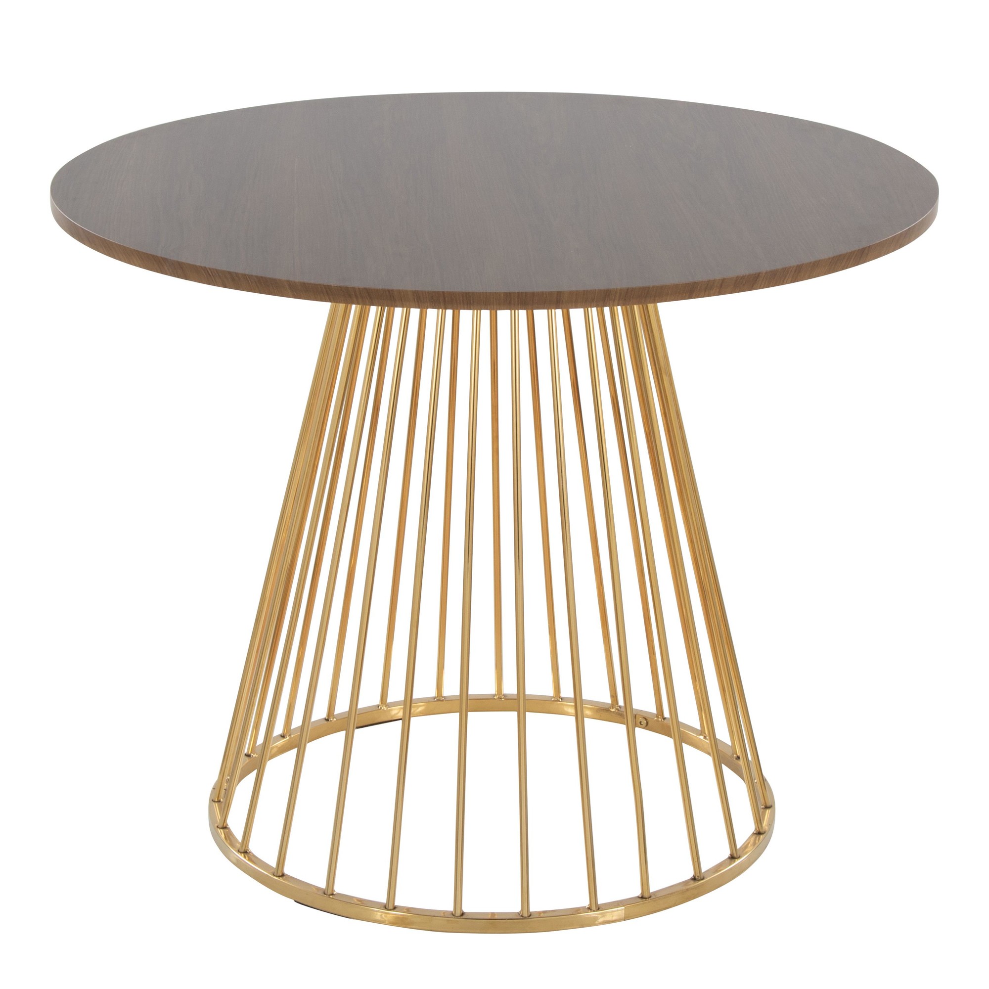 Canary Contemporary Gold and Walnut Round Dining Table 3 Canary Contemporary Gold and Walnut Round Dining Table - Image 3
