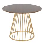 Canary Contemporary Gold and Walnut Round Dining Table 10 Canary Contemporary Gold and Walnut Round Dining Table