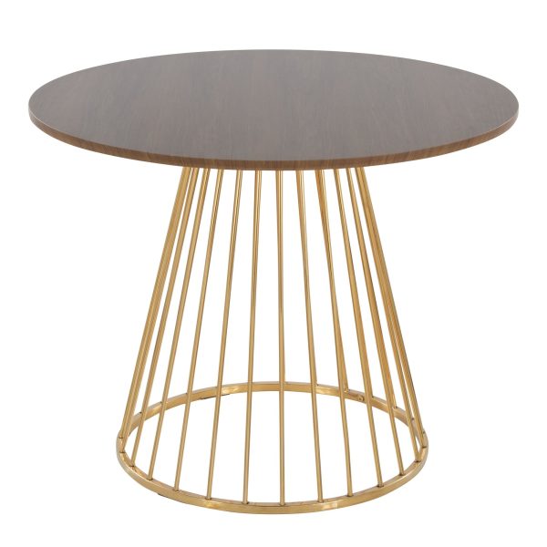 Canary Contemporary Gold and Walnut Round Dining Table 3