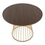 Canary Contemporary Gold and Walnut Round Dining Table 11 Canary Contemporary Gold and Walnut Round Dining Table