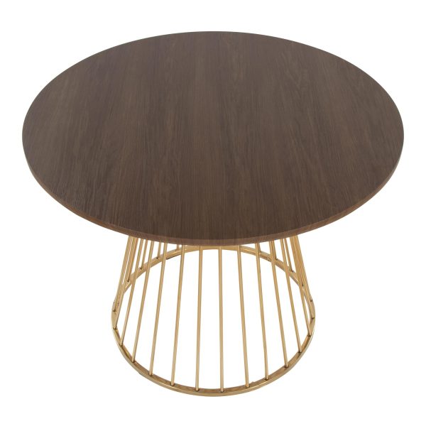 Canary Contemporary Gold and Walnut Round Dining Table 4