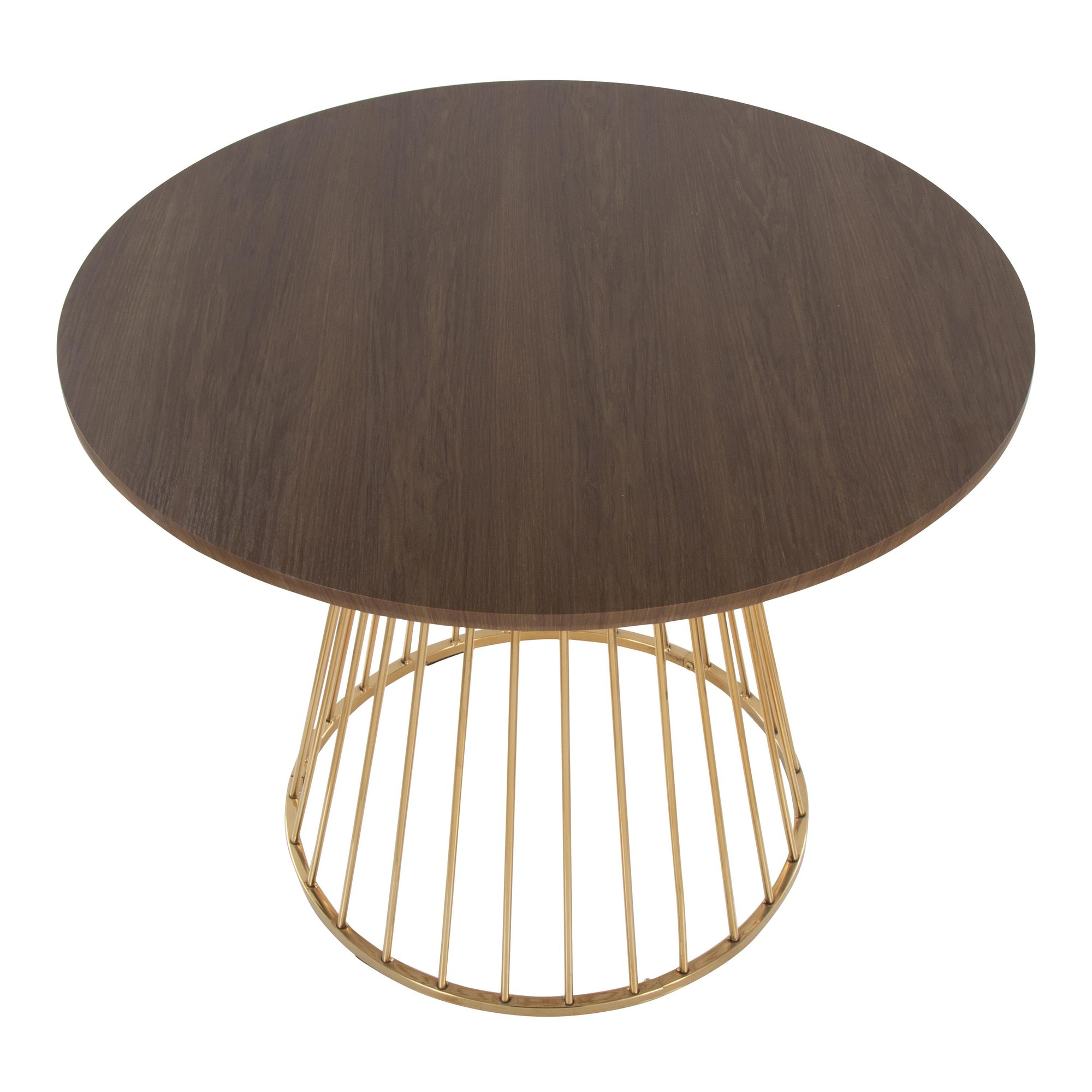 Canary Contemporary Gold and Walnut Round Dining Table 5 Canary Contemporary Gold and Walnut Round Dining Table - Image 5