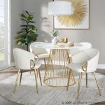 Canary Contemporary Gold and White Dining Table