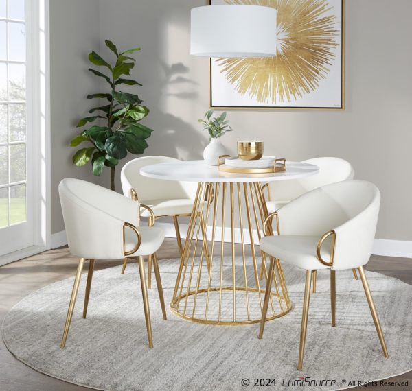 Canary Contemporary Gold and White Dining Table 1