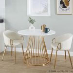 Canary Contemporary Gold and White Dining Table