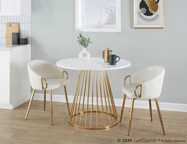 Canary Contemporary Gold and White Dining Table