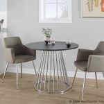 Canary Contemporary Round Dining Table Silver and Black 6 Canary Contemporary Round Dining Table Silver and Black