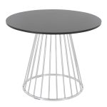 Canary Contemporary Round Dining Table Silver and Black 8 Canary Contemporary Round Dining Table Silver and Black