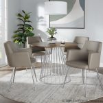 Canary Contemporary Silver and Walnut Round Dining Table 8 Canary Contemporary Silver and Walnut Round Dining Table