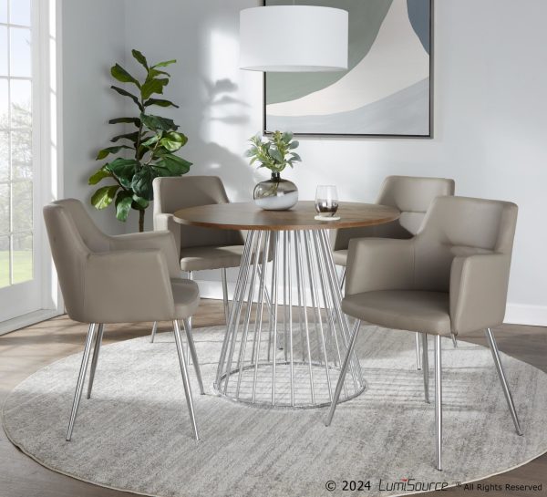 Canary Contemporary Silver and Walnut Round Dining Table 1
