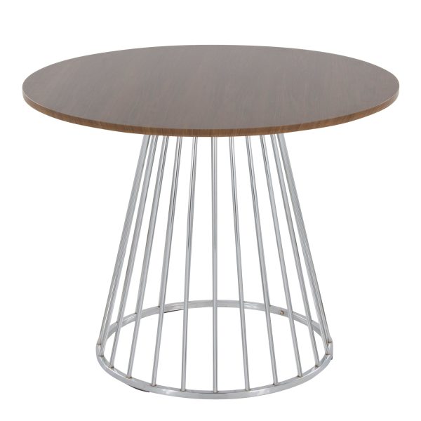 Canary Contemporary Silver and Walnut Round Dining Table 3