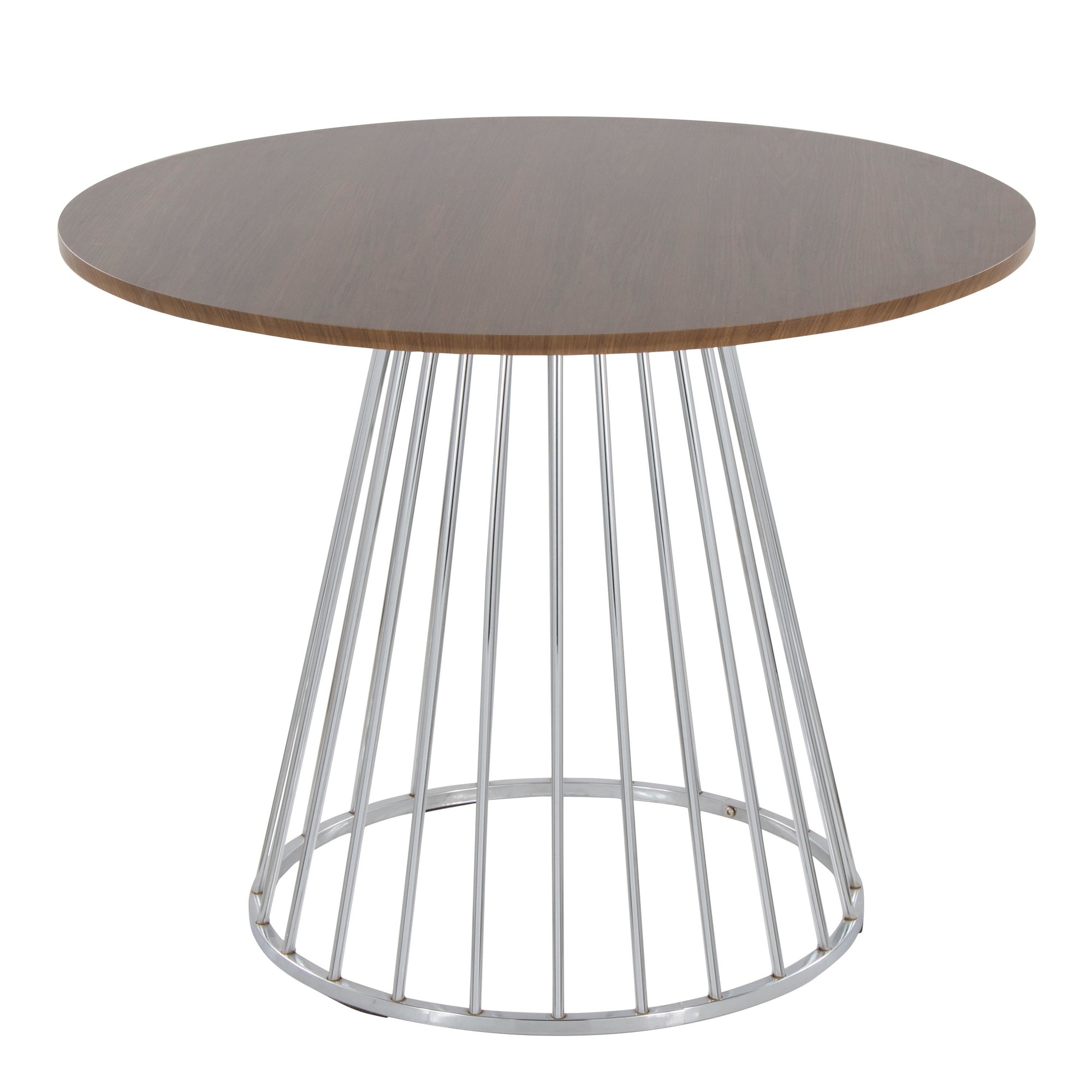 Canary Contemporary Silver and Walnut Round Dining Table 4 Canary Contemporary Silver and Walnut Round Dining Table - Image 4