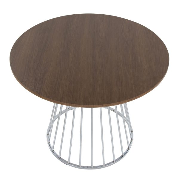 Canary Contemporary Silver and Walnut Round Dining Table 4