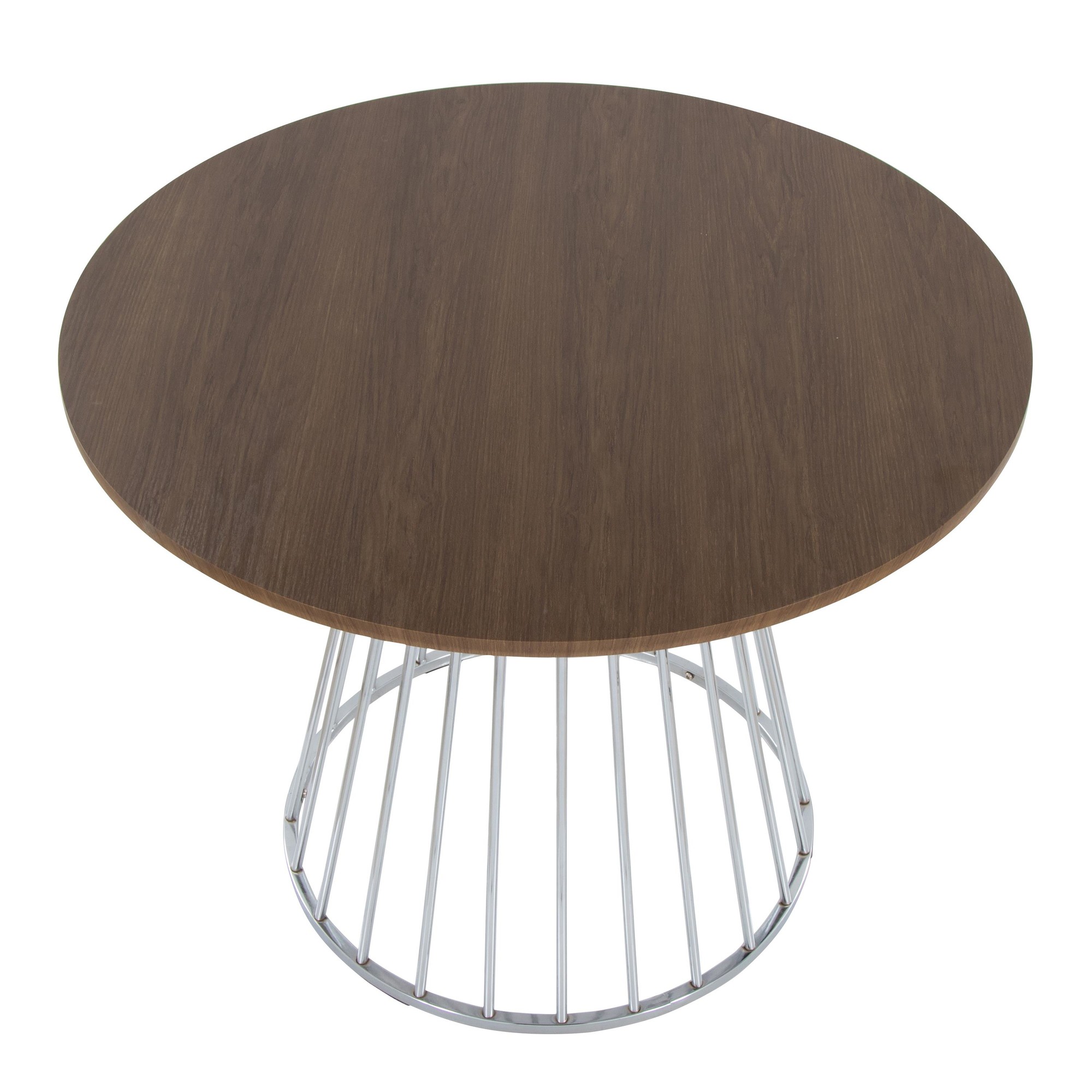 Canary Contemporary Silver and Walnut Round Dining Table 5 Canary Contemporary Silver and Walnut Round Dining Table - Image 5
