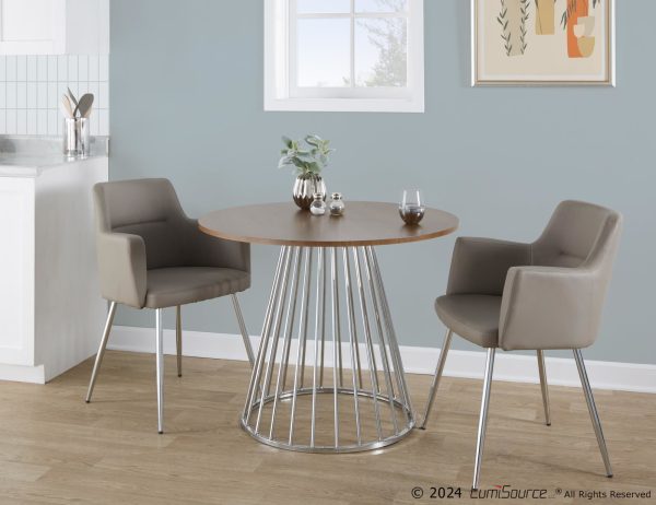 Canary Contemporary Silver and Walnut Round Dining Table