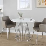 Canary Contemporary Silver and White Round Dining Table 8 Canary Contemporary Silver and White Round Dining Table