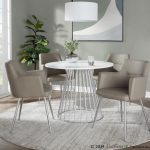 Canary Contemporary Silver and White Round Dining Table 7 Canary Contemporary Silver and White Round Dining Table