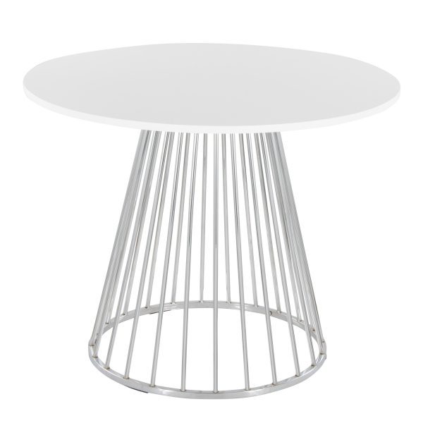 Canary Contemporary Silver and White Round Dining Table 2
