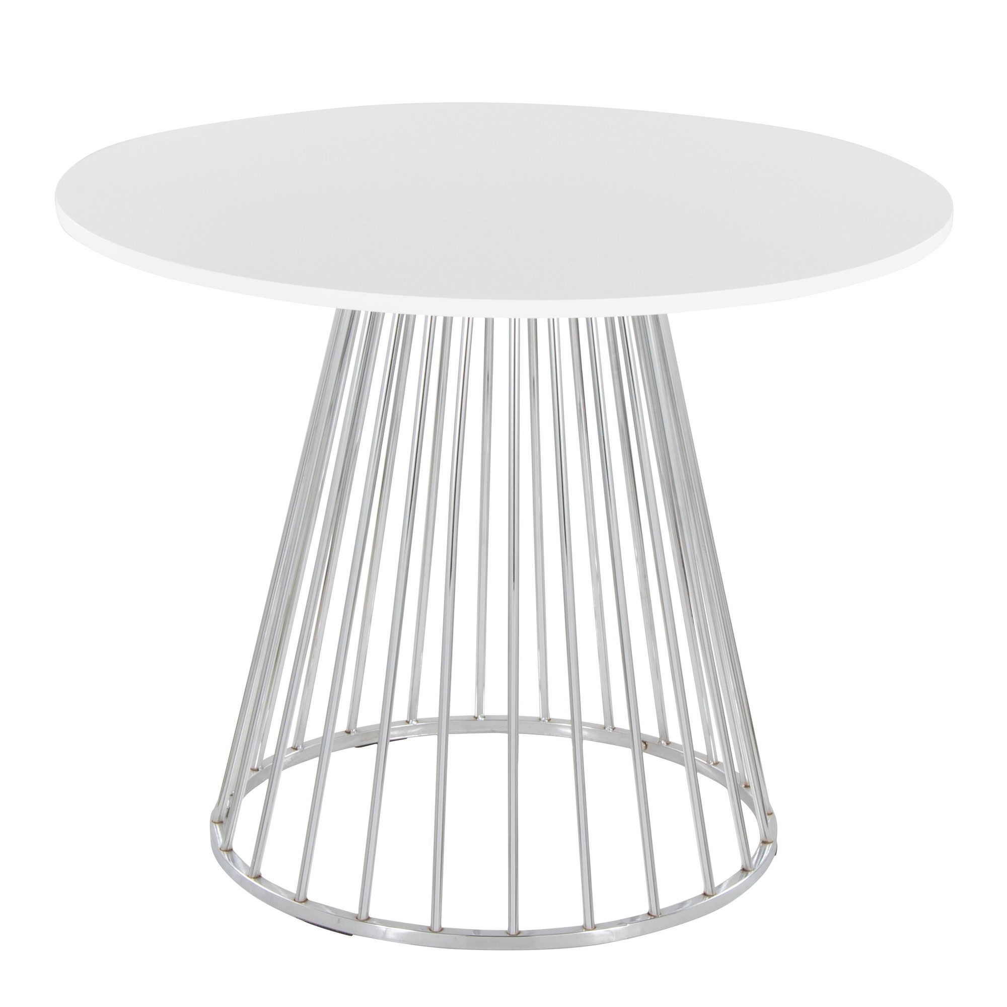 Canary Contemporary Silver and White Round Dining Table 3 Canary Contemporary Silver and White Round Dining Table - Image 3
