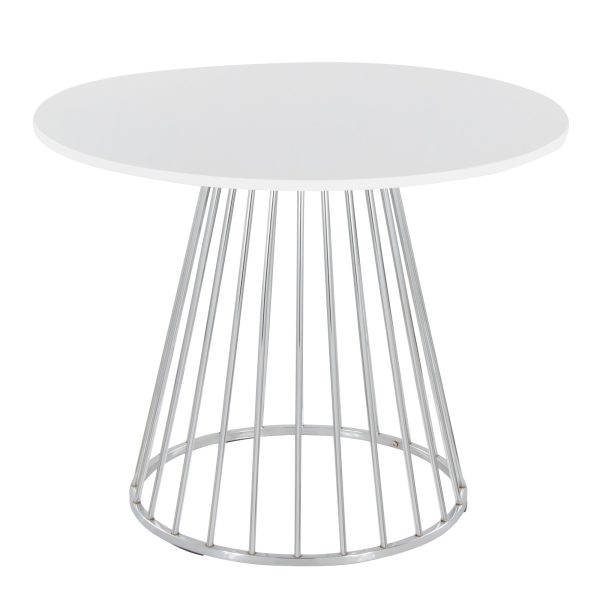 Canary Contemporary Silver and White Round Dining Table 3