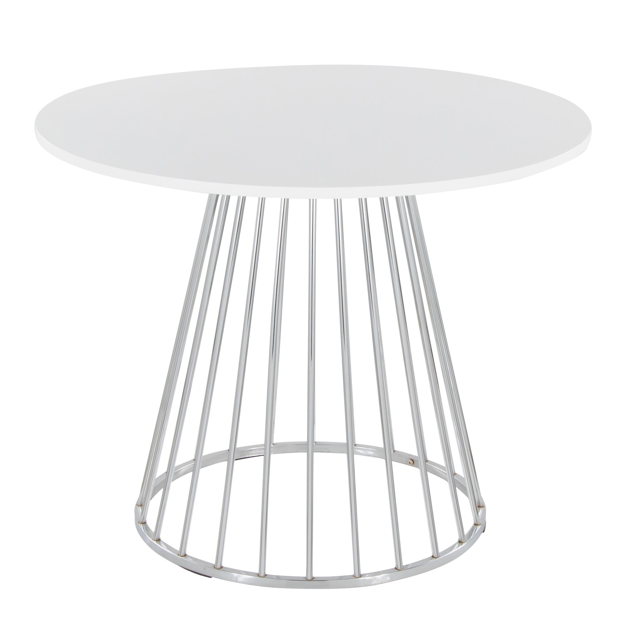 Canary Contemporary Silver and White Round Dining Table 4 Canary Contemporary Silver and White Round Dining Table - Image 4