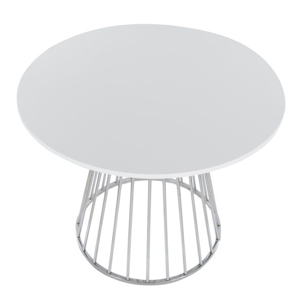 Canary Contemporary Silver and White Round Dining Table 4