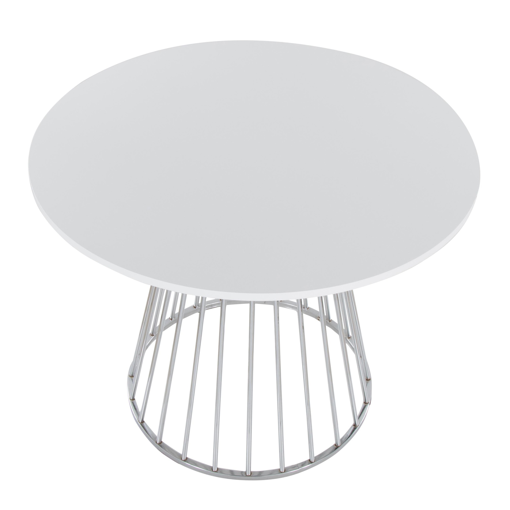 Canary Contemporary Silver and White Round Dining Table 5 Canary Contemporary Silver and White Round Dining Table - Image 5