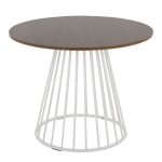 Canary Contemporary White Metal and Walnut Round Dining Table 6 Canary Contemporary White Metal and Walnut Round Dining Table