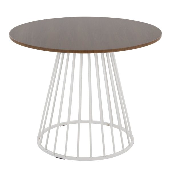 Canary Contemporary White Metal and Walnut Round Dining Table 1