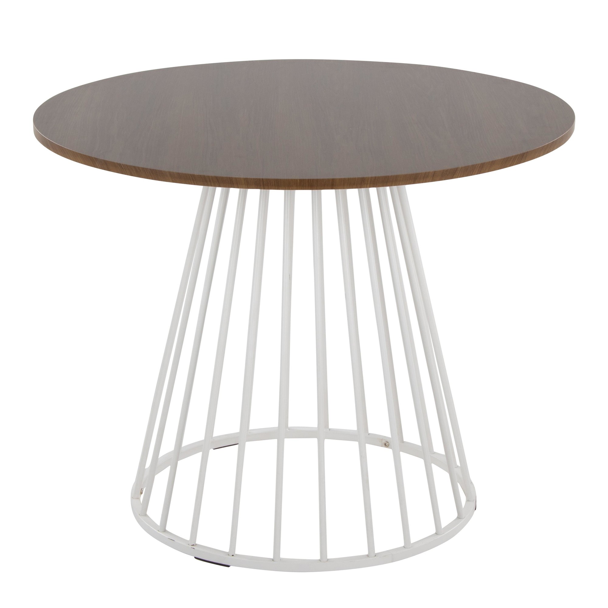 Canary Contemporary White Metal and Walnut Round Dining Table 2 Canary Contemporary White Metal and Walnut Round Dining Table - Image 2