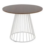 Canary Contemporary White Metal and Walnut Round Dining Table 5 Canary Contemporary White Metal and Walnut Round Dining Table